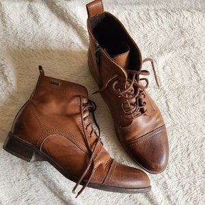 Brown leather lace-up ankle boots